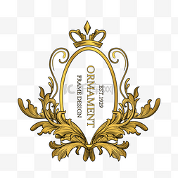 金色古典欧式皇冠贵族花纹椭圆形