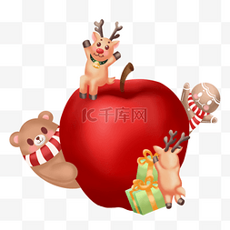 圣诞节鹿素材图片_圣诞节平安夜苹果