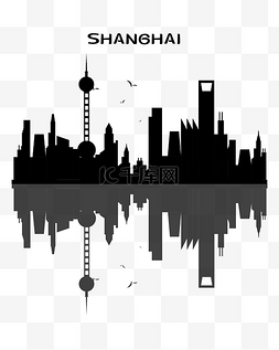 上海黑色剪影矢量图