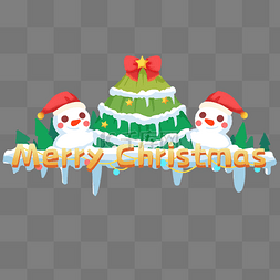 圣诞节雪人圣诞树标题框