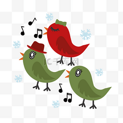 svg卡通冬季唱歌的小鸟