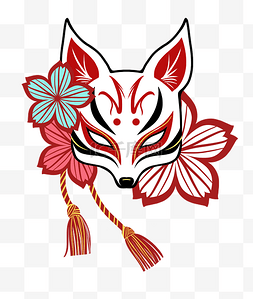 日本和风元素图片_日本浮世绘风格狐狸面具