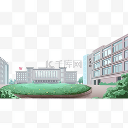 教学楼图片_开学季绿色日系学校教学楼校园