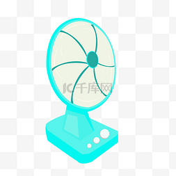 电风扇的图片_一台蓝色的电风扇插画
