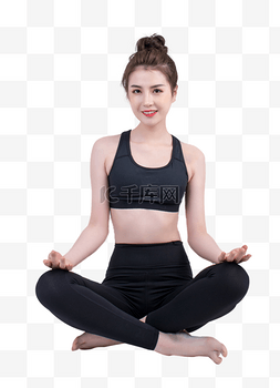 瑜伽动作图片_美女瑜伽锻炼 打坐式动作