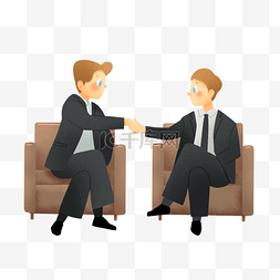商务人士卡通图片_商务人士握手谈话