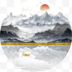 新中式山水水墨中国风装饰画