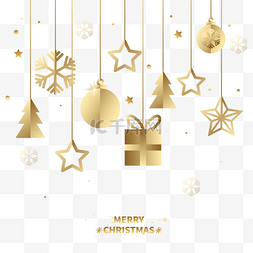 圣诞节边框纹理图片_金色质感圣诞节装饰吊坠