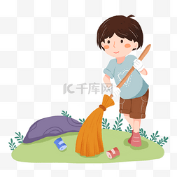 爱护环境女孩打扫卫生素材