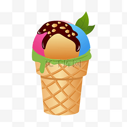 冰淇淋球手绘图片_夏季食物卡通手绘