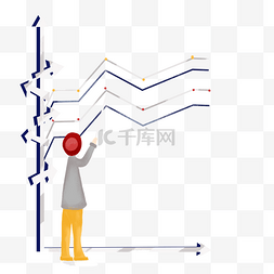 商业人士在走势图前免抠图