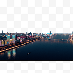 武汉城市建筑江滩建筑群夜景