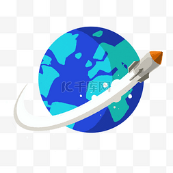 科技图片_航天日火箭与地球插画