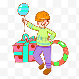 儿童节拿着气球的孩子手绘插画