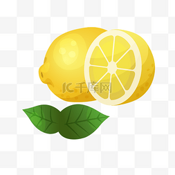 冰块饮料图片_柠檬切片黄色柠檬切片高清装饰