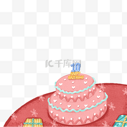 蛋糕店灯箱图片_生日蛋糕和台面免抠图