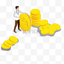 层次黄色图片_黄色创意金币理财元素