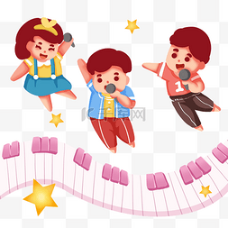 在琴键上飞翔唱歌儿童
