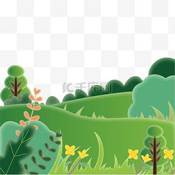 绿色清新春季图片_草地草坪底部边框