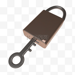 门锁插画图片_锁具钥匙锁钥C4D插画