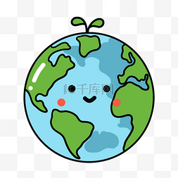 绿色环保卡通植物图片_世界地球日绿色可爱地球