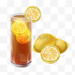 柠檬红茶图片_手绘柠檬红茶饮品
