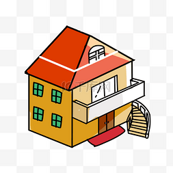 彩色手绘几何建筑房屋元素