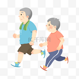 跑步晨跑图片_一起跑步的老年人
