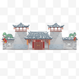 古典建筑图片_灰色古典建筑插画