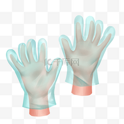 蓝色透明一次性手套