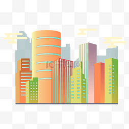 城市卡通建筑图片_彩色的卡通城市