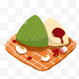 手绘红豆图片_端午节节日粽子食物插画