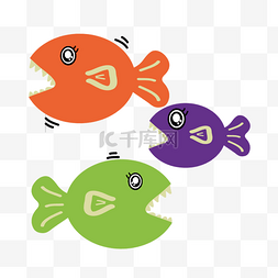 金鱼鱼缸卡通图片_svg彩色可爱小鱼装饰元素