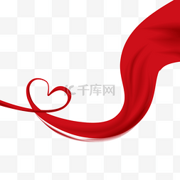 飘扬的红色飘带图片_心形飘扬的红绸