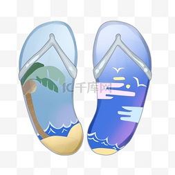 游玩沙滩鞋拖鞋插画