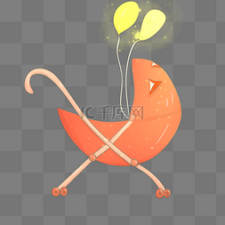 橘色气球图片_婴儿推车气球装饰