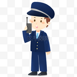 新公安警徽图片_拿着对讲机的警察免抠PNG素材