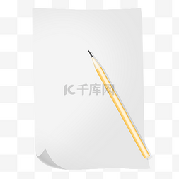 翘起来的图片_黄色的笔和一张白纸