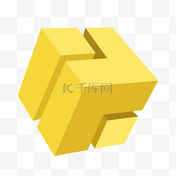 黄色立体几何方块