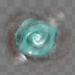 星云图片_绿色螺旋星河元素