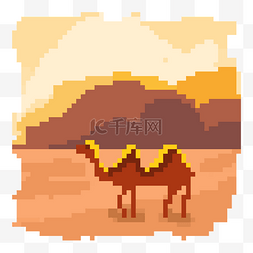 像素风格沙漠骆驼风景