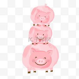 可爱的笑脸小猪插画