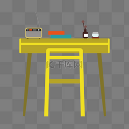 黄色的桌子图片_黄色的家具桌子插画