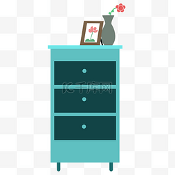 家具家装节图片_绿色床头储物柜盆栽