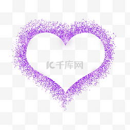紫色心形的颗粒感glitter边框