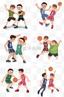 篮球赛封面图片_卡通打篮球比赛插画