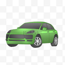 仿真卡通高级绿色轿车汽车插画