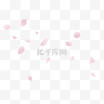 春天粉色梦幻飘落的樱花装饰