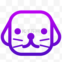 手机app图标元素图片_卡通紫色的小狗图标
