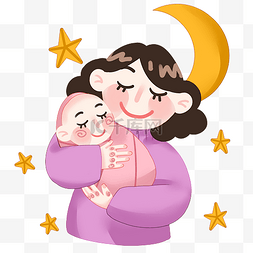 抱着婴儿的妈妈卡通插画